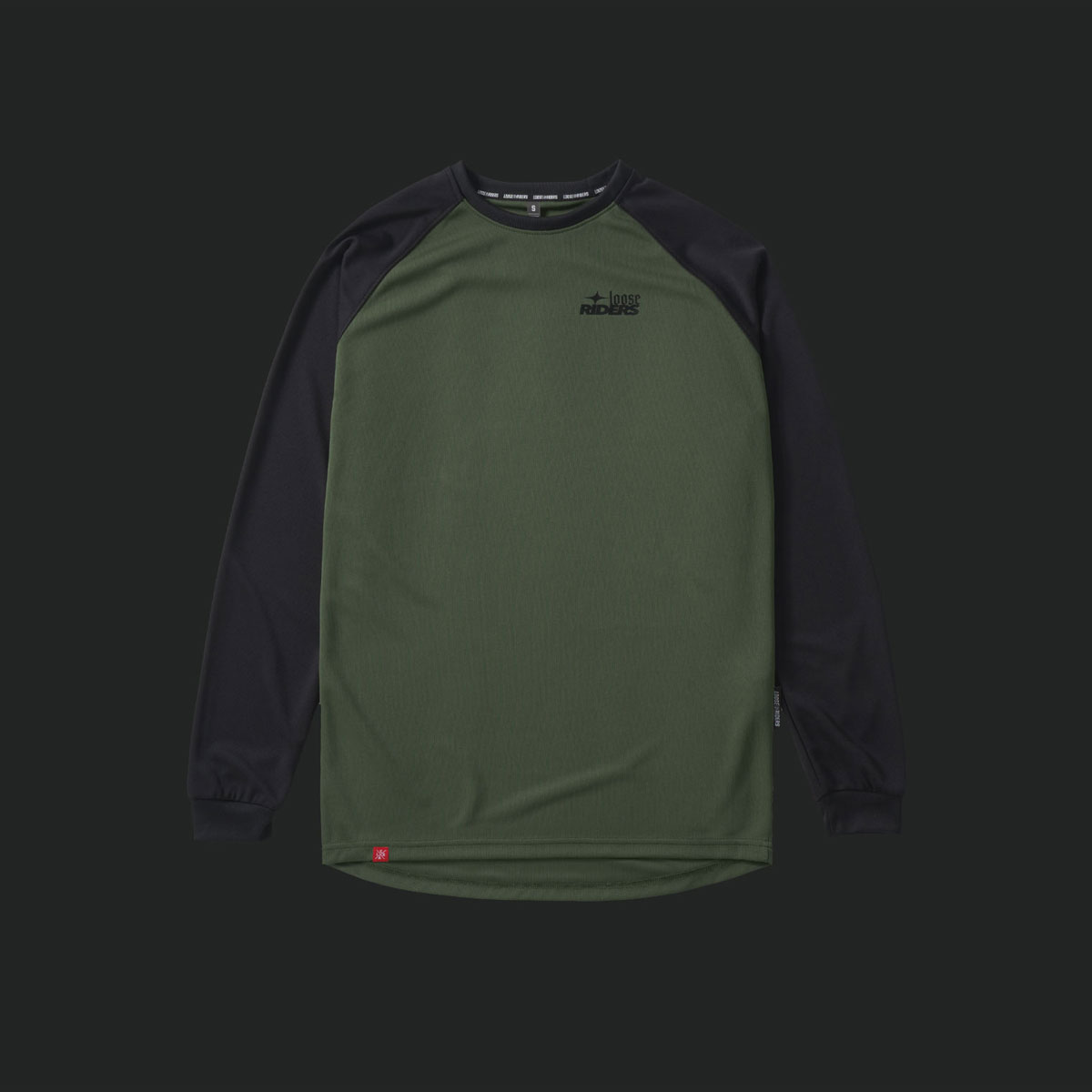LR-TMJL-2522---1 Loose Riders Ess. Olive black Long Sleeve Jersey